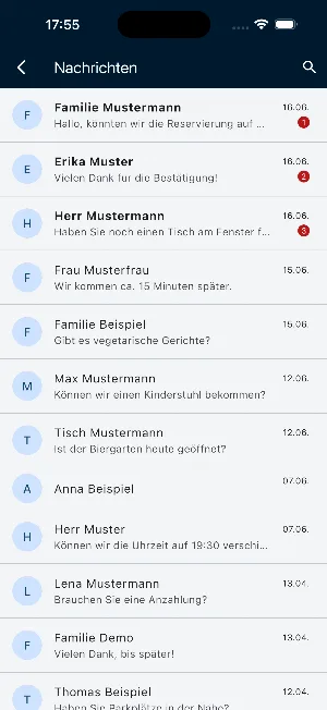 Partner-App: Nachrichten der Gäste mit ungelesenen Meldungen